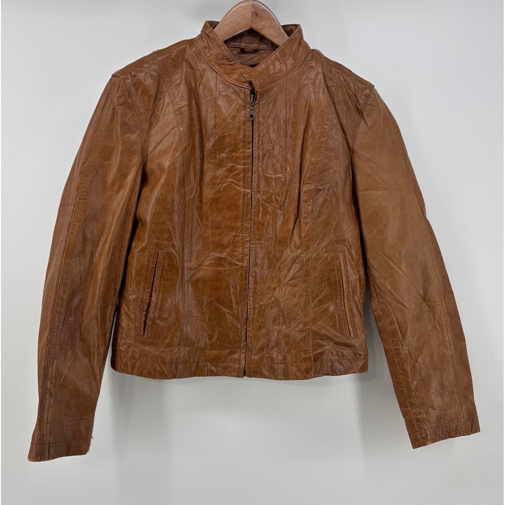 Vintage Wilsons Leather Jacket Women's Large Brown Paisley Lining